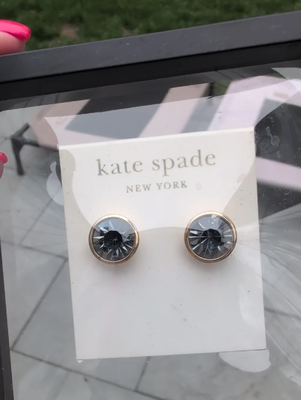 kate spade Blue Crystal Gold-Tone Stud Earrings